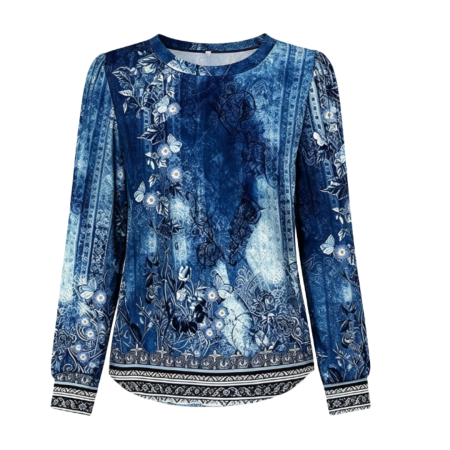Women's Boho Long Sleeve Tunic: Trendy Crewneck Sweatshirt