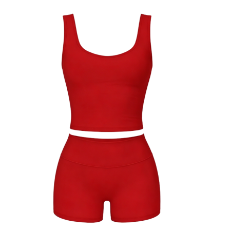 Women's 2-Piece Workout Set: Crop Tank & Biker Shorts