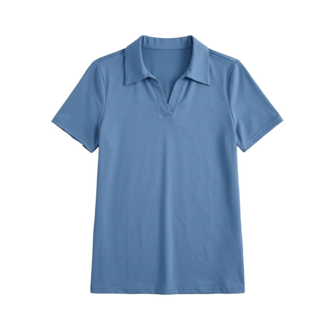 Womens V Neck Golf Polo Short Sleeve Shirt - Image 2