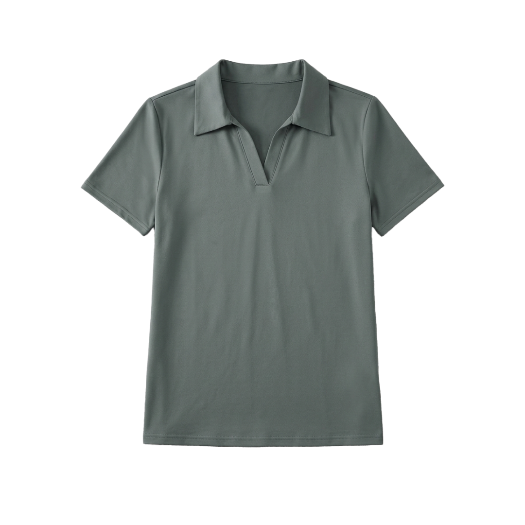 Womens V Neck Golf Polo Short Sleeve Shirt - Image 3