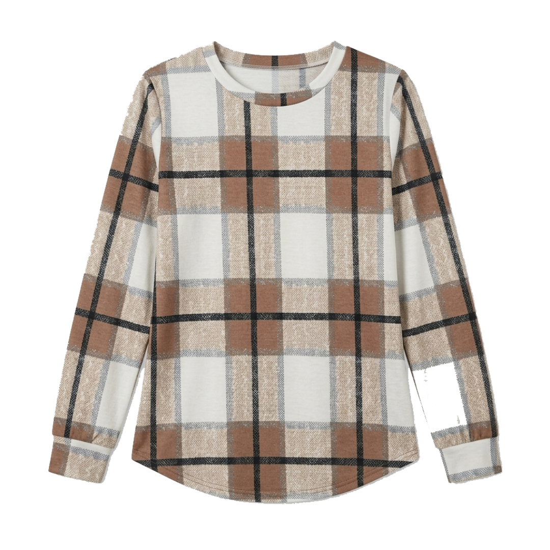 Womens Long Sleeve Fall Tunic Top Crewneck Print Blouse - Image 3