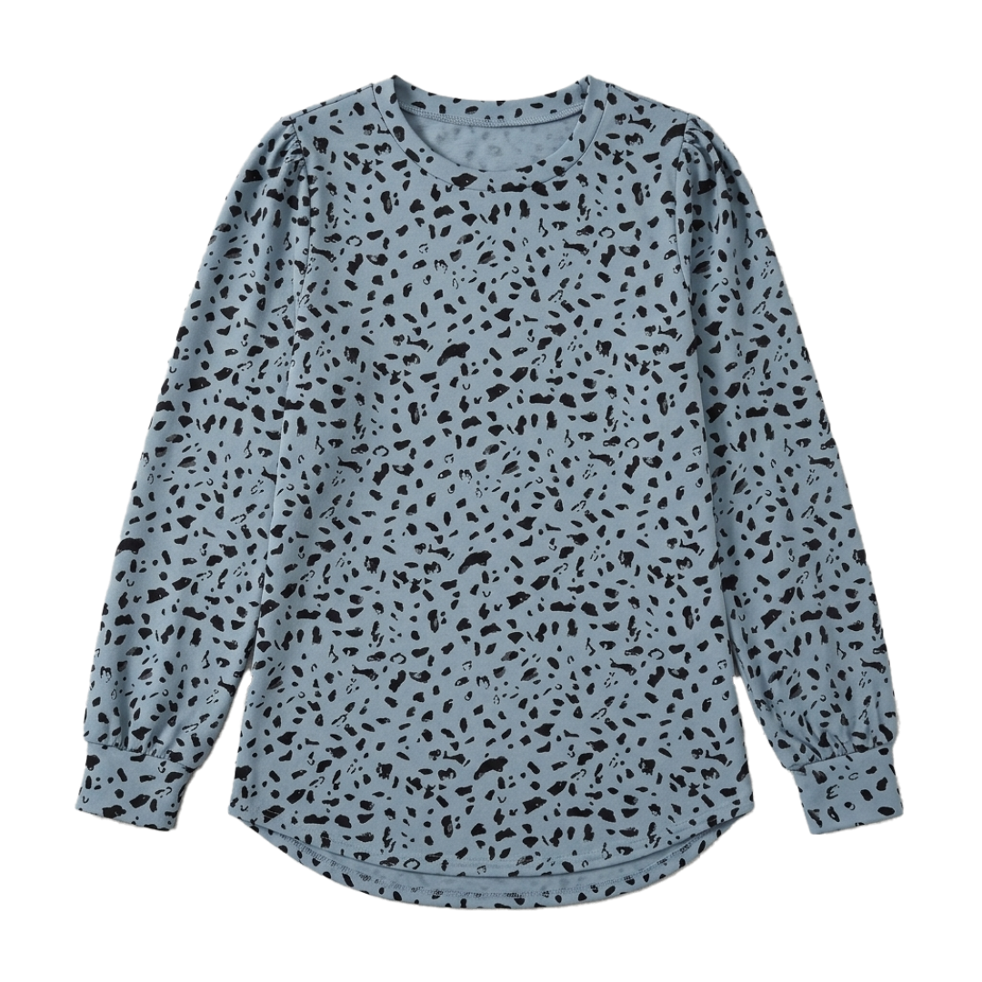 Womens Long Sleeve Fall Tunic Top Crewneck Print Blouse - Image 5