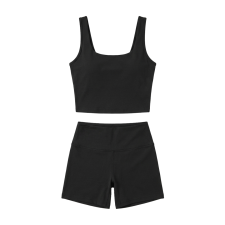 Women 2 Piece Workout Sets U Neck Crop Tank & Shorts